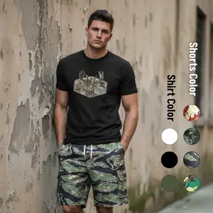 Men’s Camouflage Cargo Shorts Set with Southern Boy Graphic Tee – Casual Hunting Style Summer Outfit,  Breathable, Gym Set,  Streetwear, Gift For Him