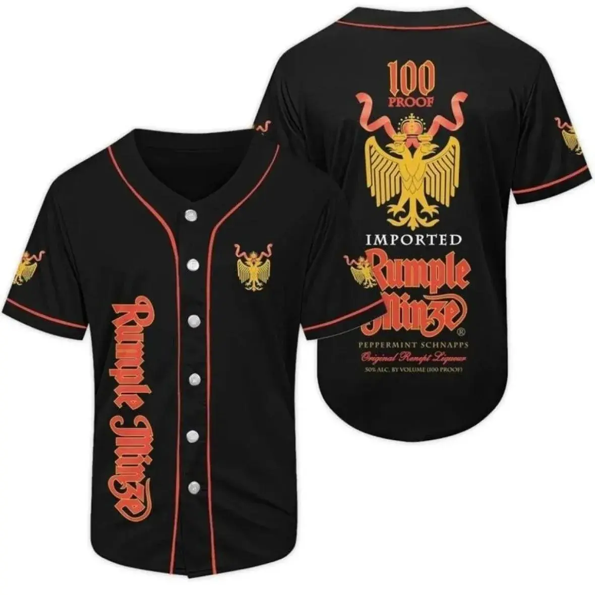 Rumple Minze Inspired Baseball Jersey, Retro 90s Liquor Style Button-Up Shirt and Vintage Bar Streetwear
