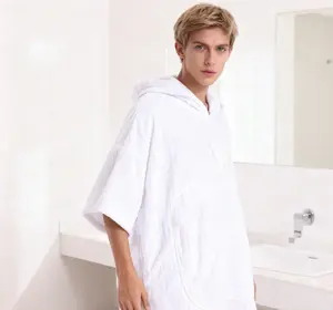 260g Polyester/Nylon Blend Washable Bathrobe for Men - Oversized Summer Loungewear Nightwear with Comfort & Durability Beige
