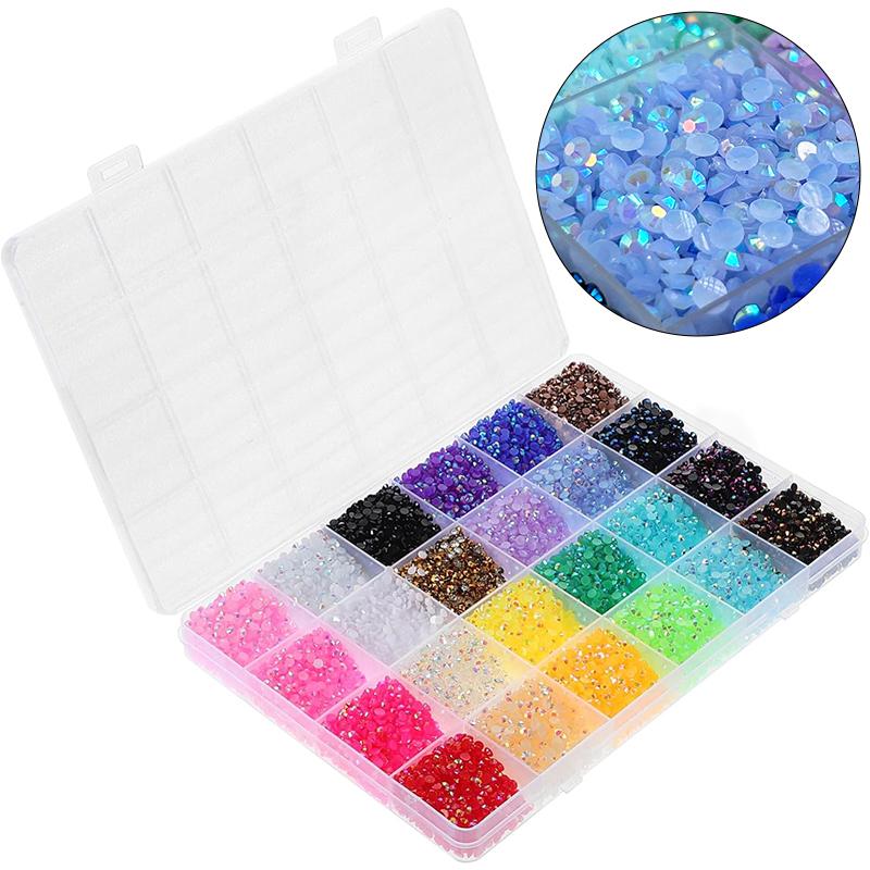 Rainbow 30,000Pcs Gem Kit – 24 Color Mixed Resin Rhinestones with Pick up Pen, Tweezers & Gifted Tools, Complete DIY Bedazzling Set for Nails, Apparel, Shoes & Arts & Crafts