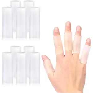 10 Pcs Silicone Gel Finger Sleeves Protectors - Rubber Finger Covers Shields Cushion Provide Relief for Cracked Finger