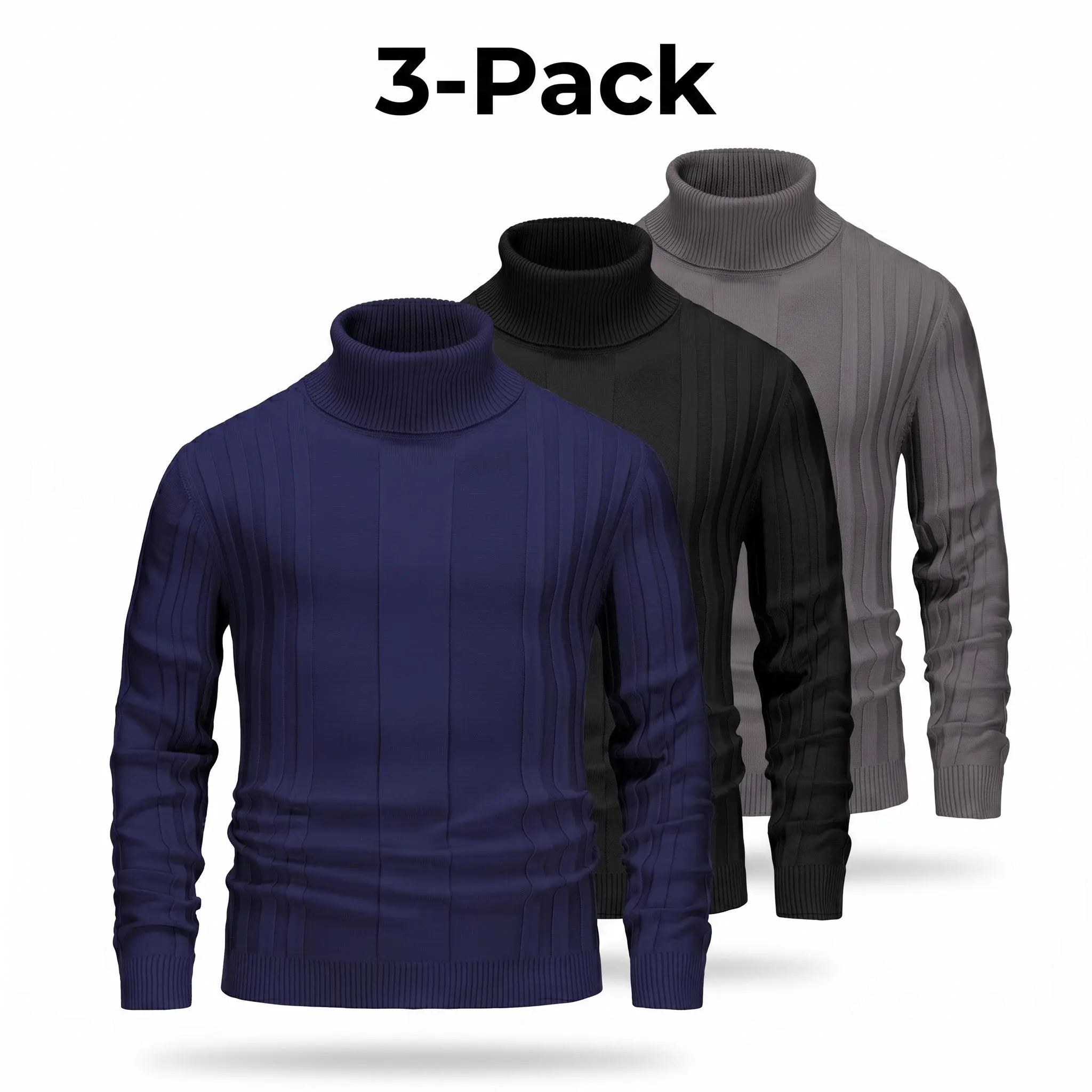 Men's Turtleneck Sweater Long Sleeve, Slim Fit Knit Pullover, Soft Tops Multicolor Texture Turtle Necks Tops for Men Knitwear Menswear Menswear Casual Classic