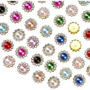 100 count 12mm Flower Claw  Sew On Rhinestones  Flatback Base Shiny  Rhinestones Stones for Wedding Clothing Dress Shoes Crafts Decoration (01 Mixed)