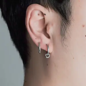 Stainless Steel Hoop Clip Earrings+Diameter: 0.7 inch