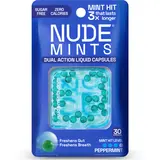 NUDE Mints Sugar-Free 0-Calorie Peppermint Multi-Pack - 3X Mint Power, 30 Capsules, 10g, Bad Breath Killer, Prevents Bad Breath, Intense Daily Oral Cleansing Treatment, Cool Icy Boost, Cool Minty Fresh