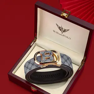 Paul men's leather belt, wear-resistant belt with alloy buckle, cowhide belt, exquisite gift box packaging, stylish letter buckle, Father's Day gift, for family, for loved ones