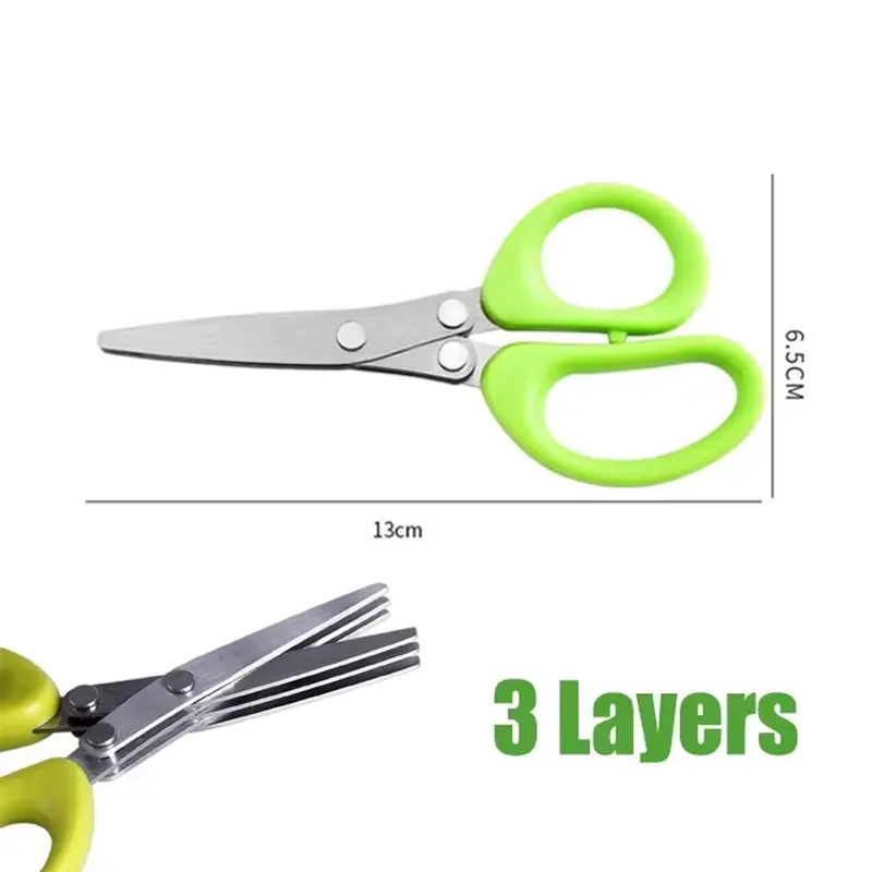 Stainless Steel 5-Layered Blades Kitchen Scissors, Multifunctional Single Pair Cooking Use Tool with Scissor Shape for Quick Cuts of Scallions, Peppers, Herbs, Laver, Spices, Onions