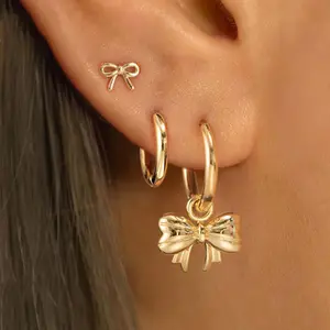 3 Piece Smooth Bow Stud Earrings Set for Women, Stylish Layered Jewelry for Daily Wear and Parties, Personalized Anniversary Gift