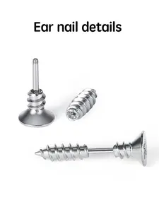 Unisex Stainless Steel Screw Ear Studs, Punk Style Piercing Jewelry, Hypoallergenic Design, Perfect for Men & Women, Secure Fit