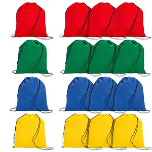14 3/4" x 17 1/4" Large Bright Canvas Drawstring Bags - 12 Pc.