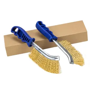 Wire Brushes for Cleaning Rust Removal Heavy Duty Steel Brush Tool 11" Long Handle with Plastic Handle,for Automotive,Grill, , Welding Slag&Household, and Thicker Bristles Pack of 2