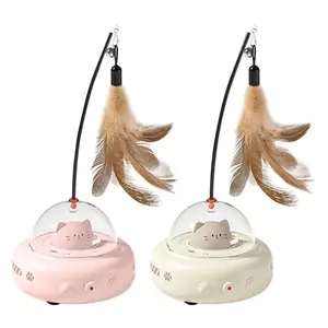 Electric Interactive Cat Toy Cat Toys with Feather Cat Teaser Wand Rechargeable Electric Sensing Pet Toys for Chasing