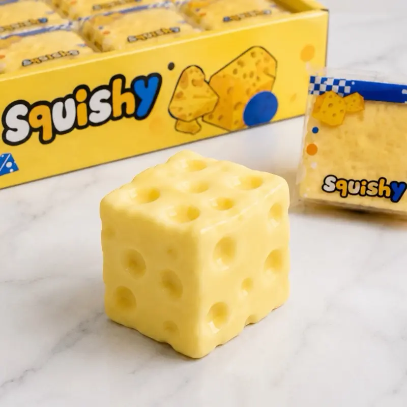 Petroleum jelly Cheese Squishy Toy -  Non-Rebound, Durable, Portable Tactile Sensory Stress Reliever, Anxiety Relief Item, Easter Gift for Kids, Classic Novelty Squishies