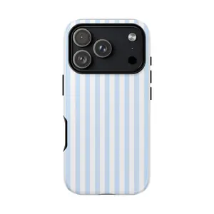 Cute Light Blue Stripe Phone Case, Trendy Simple iPhone Case, Preppy Minimalist Style Graphic for iPhone 17 Air 16 Plus 15 Proamx Pro Max 14 13 12 11 & Samsung Galaxy S25 S24 S23 Ultra Fe Dual Layer Protection Impact Resistant Phone cover
