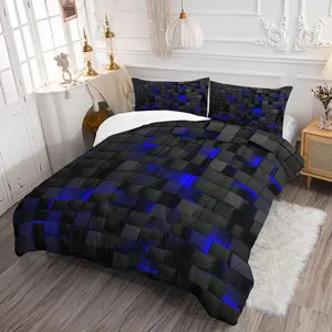 Cyber 3D Visual Pattern Quilt Set, Includes Comforter and Pillowcase, Trendy Bedding for Boys and Teens, Soft and Cozy All-Season Bedroom Decor, Modern Bedding Set