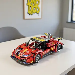 2026 new product: fully functional steering, vibrant red sports car building block model, adult assembly building block car toy, birthday/holiday gift for boys and boyfriends (non-electric)