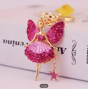 Cute Butterfly Ballerina Keychain with Rhinestone Wings Pastel & Bright Colors Lobster Clasp Birthday Graduation Gift for Women Men Girlfriend Boyfriend Anime Jewelry Lover Present Solid Color
