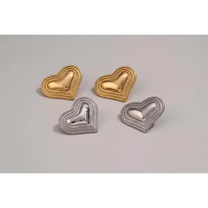 Puffy Heart Stud Earrings – Gold & Silver