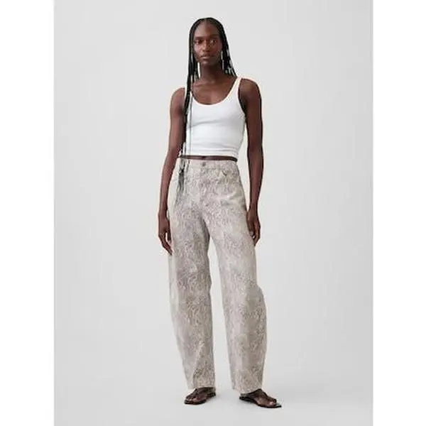Gap Women's High Rise Snake Print Barrel Jeans