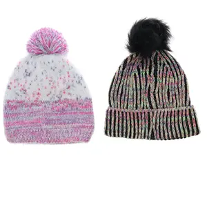 360 stand BlackCanyon Outfitters LD2200 Women's Polyester Knit Beanie Hat - Cuffed, Pom-Pom Top, Acrylic Shell, Colorful Knit, Fade Resistant Winter Cap, Assorted Colors