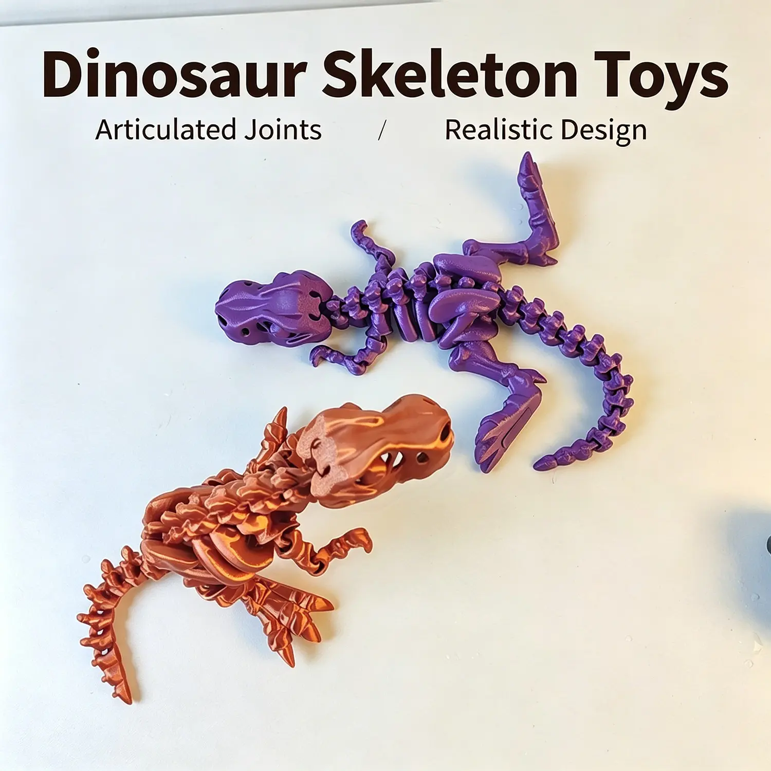 3D Printed Movable Skeleton Dinosaur, Stress Relief Toy, Realistic Tyrannosaurus Model, Unique Home Office Decor, Kids Holiday Gift
