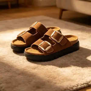 Project Cloud Women's Genuine Leather Flatform Platform Sandals | Summer Walking Footwear Non-Slip  Greece Chunky BEST SELLER Women's Platform Slide Sandals | Soft Cork Footbed | Premium Suede Upper | Chunky Sole Casual Shoes