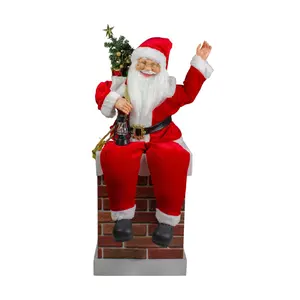 Northlight Santa Delivering Presents Down a Chimney Decor
