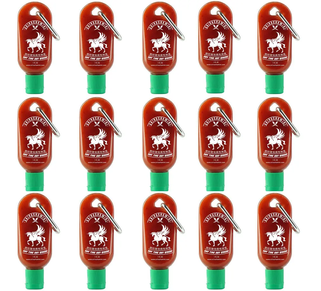 Sriracha Mini Hot Sauce Keychain Bottle 15-Pack, 1oz (Sauce Not Included)
