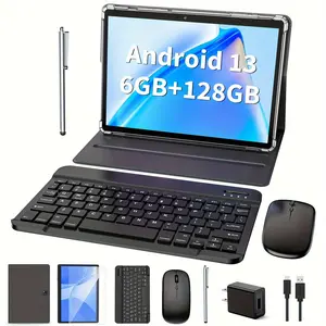 2024-new-tablet with keyboard, 2 in 1 tablet, 6GB + 128GB, 1TB expand, Android 13 tablet, 10 inch tablet with case, mouse, stylus, 8000mAh battery, 2.4g/5G WiFi, GPS, certified Tablet PC