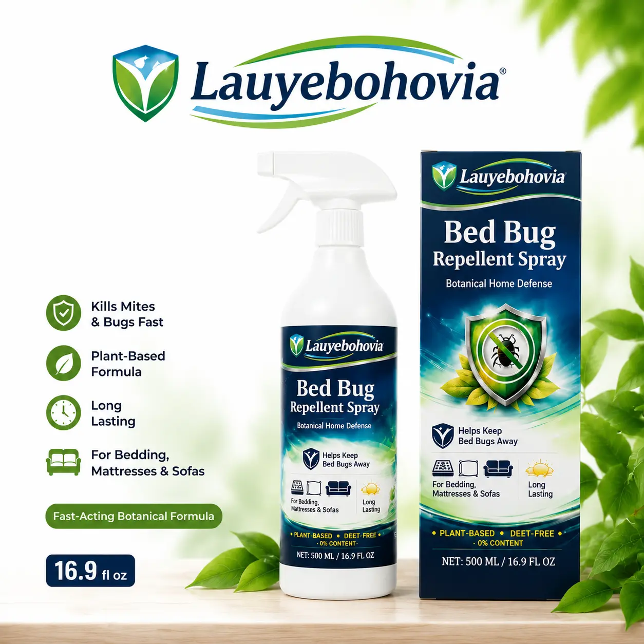 Lauyebohovia Anti-Dust Mite Mattress Spray, 2-in-1 Disinfectant Cleaner for Bedding & Mattresses, Home Cleaning Supply, 16.9 fl oz (500ml)