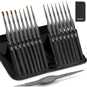 Swiilpo Nicpro 15 Pack Miniature Painting Set, Fine Detail Paint Brushes for Models, Acrylic Watercolor Oil, Ceramic, Shoe, Art Figure Paint by Number - Thin Artist Kit Nylon Holder,By Quesear