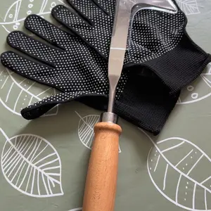 VOTREK Weeding Kit, 3-Edge Stainless Steel Crevice Weeder Tool with Reinforced Handle, Garden Tools with Work Gloves for Sidewalk Paver Seams Driveway, Practical Gift for Gardeners, 1 Set