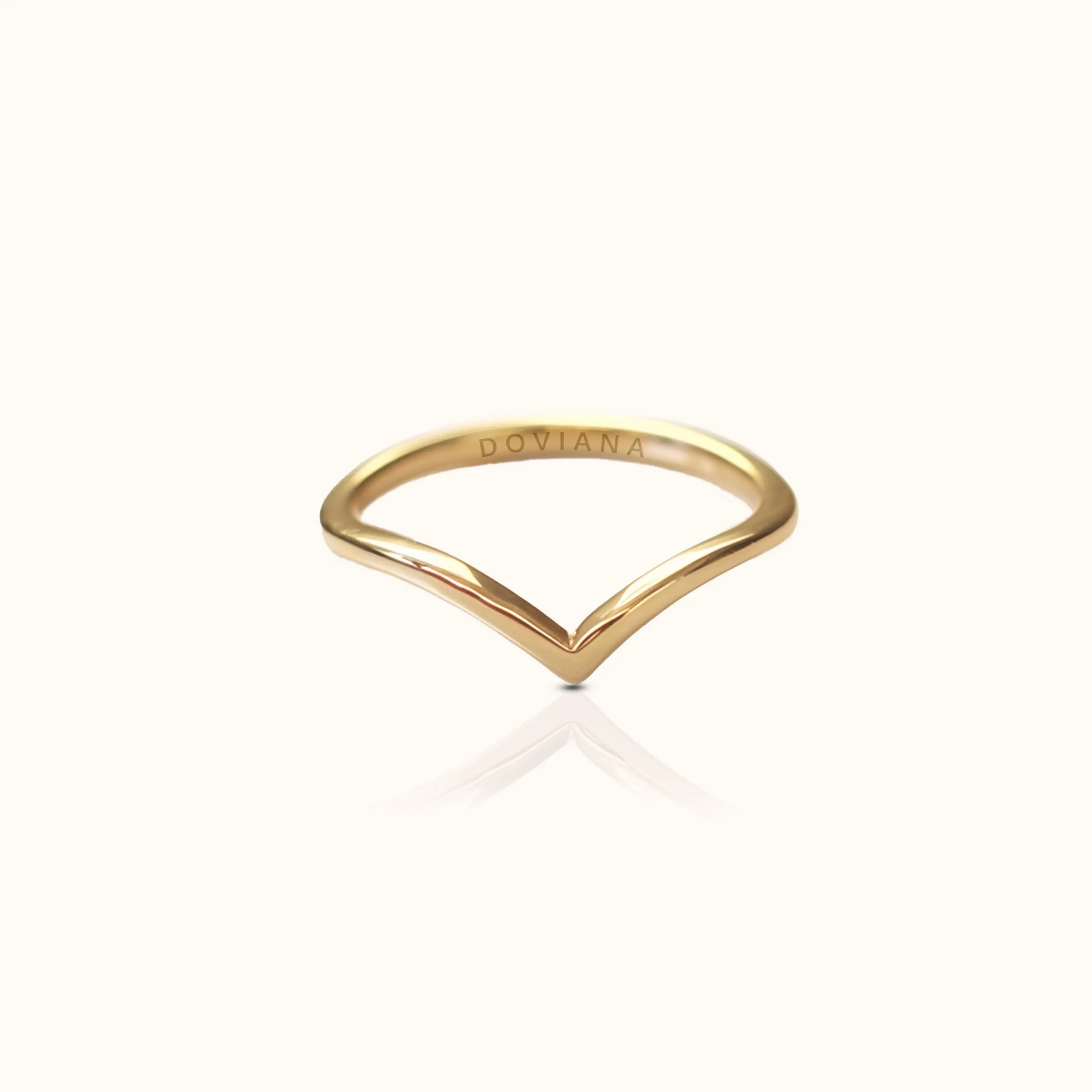 Wishbone Band Titanium PVD Gold Ring