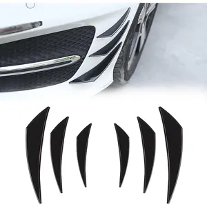 Pack-6 Car Spoiler Canards Kit, Universal Auto Front Bumper Lip Splitter, Body Anti-Collision Diffuser, Exterior Soft Rubber Decorative Stickers (Glossy Black)