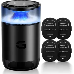 Smart Car Air Freshener Diffuser, Waterless Essential Oil Diffuser with 4 Modes, 4 Scent Refills, Auto On/Off, USB - C Rechargeable Wireless, Ambient Light