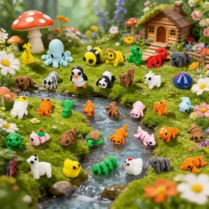 35Pcs Mini 3D Printed Animals Set, 3D Printed Little Animals Articulated Flexible Fidget Toys Small Animal Figurines Toy for Boys Girls Students Rewards Carnival Prizes Pinata Filler Decor,Articulated,Mini,Pocket,Animals