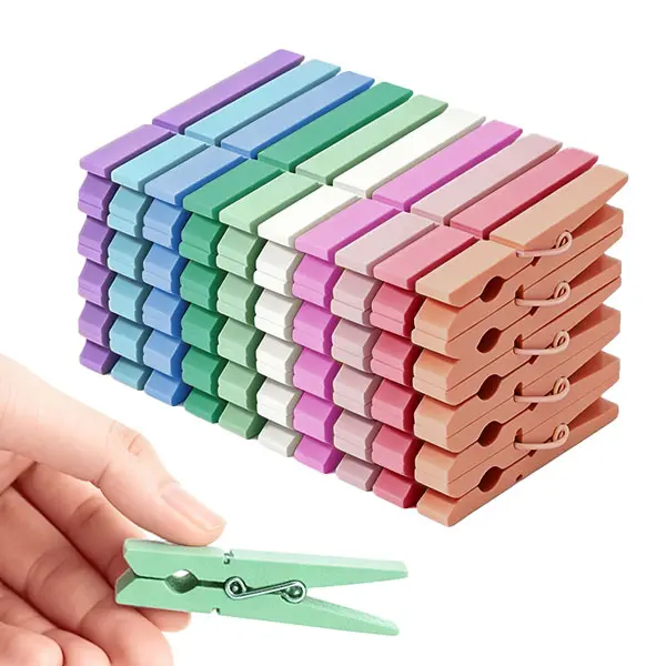 100 Pack Macaron Color Wooden Clothespins,Large Clothes Pins, 2.9 Inch , Natural Wood Clips for Crafts, Classroom Projects, Hanging Photos, Chip Bags, Decoration, Rust Resistant Spring