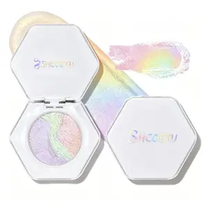 Multichrome Chameleon Eyeshadow Palette - High-Pigment, Color-Shifting Holographic Cosmetic with Metallic Glitter Shimmer, Long-Lasting Waterproof Lid Dust for Eyes & Highlighter, Setting for Summer Festival, Rave Parties