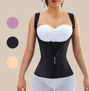 Fajas Colombiana Full Latex Chaleco Vest Waist Cincher Trainer Trimmer Girdle Workout Corset Body Shaper faja shapewear shapewear tummy control Breathable Bra