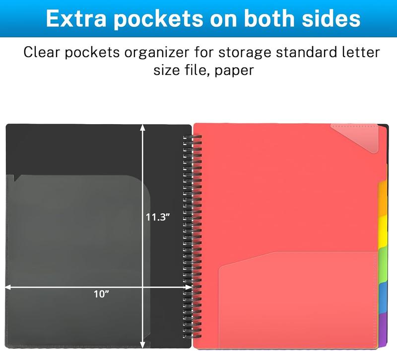 12 Pocket Plastic Folders with Pockets  Multi Pocket Folder Binder with Dividers Office Organizer Folder Letter Size School Supplies Stay Organized Stay Corner Zipper PVC Pocket