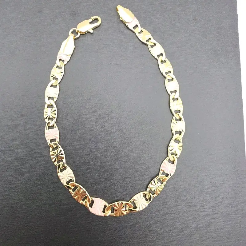 NEW STYLE 5MM BRACELET three tones gold-plated gold color in the back 7 ½inches