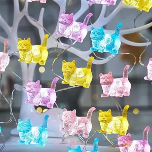 Cute Cat Decorative Lights Gifts Outdoor Fairy Lights Kitty Novelty Lighting 30Leds 10Ft Battery Operated Unique String Lights for Bedroom Garden Wedding Patio Xmas Camping Party Decor Intersteller
