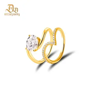 Delzzad Two-Piece Stacking Oval Love Heart Ring Synthetic Moissanite S925 Engagement Ring Wedding Band Jewelry Bridal Set Perfect Birthday Engagement Wedding Anniversary Christmas Gift