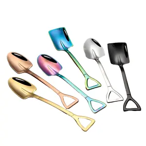 [10pcs] Vintage Stainless Steel Shovel Spoon,Stainless Steel Ice Cream Spoons - Perfect for Desserts, Tea, Coffee, and More - Creative Shovel Design for Home, Kitchen, and Restaurant Use