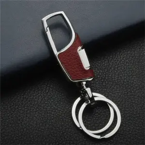 3pcs Red Creative Keychain Men's Business Car Waist Hanging High-end Keychain Portable with Detachable Leather Design & Stainless Steel Buckle