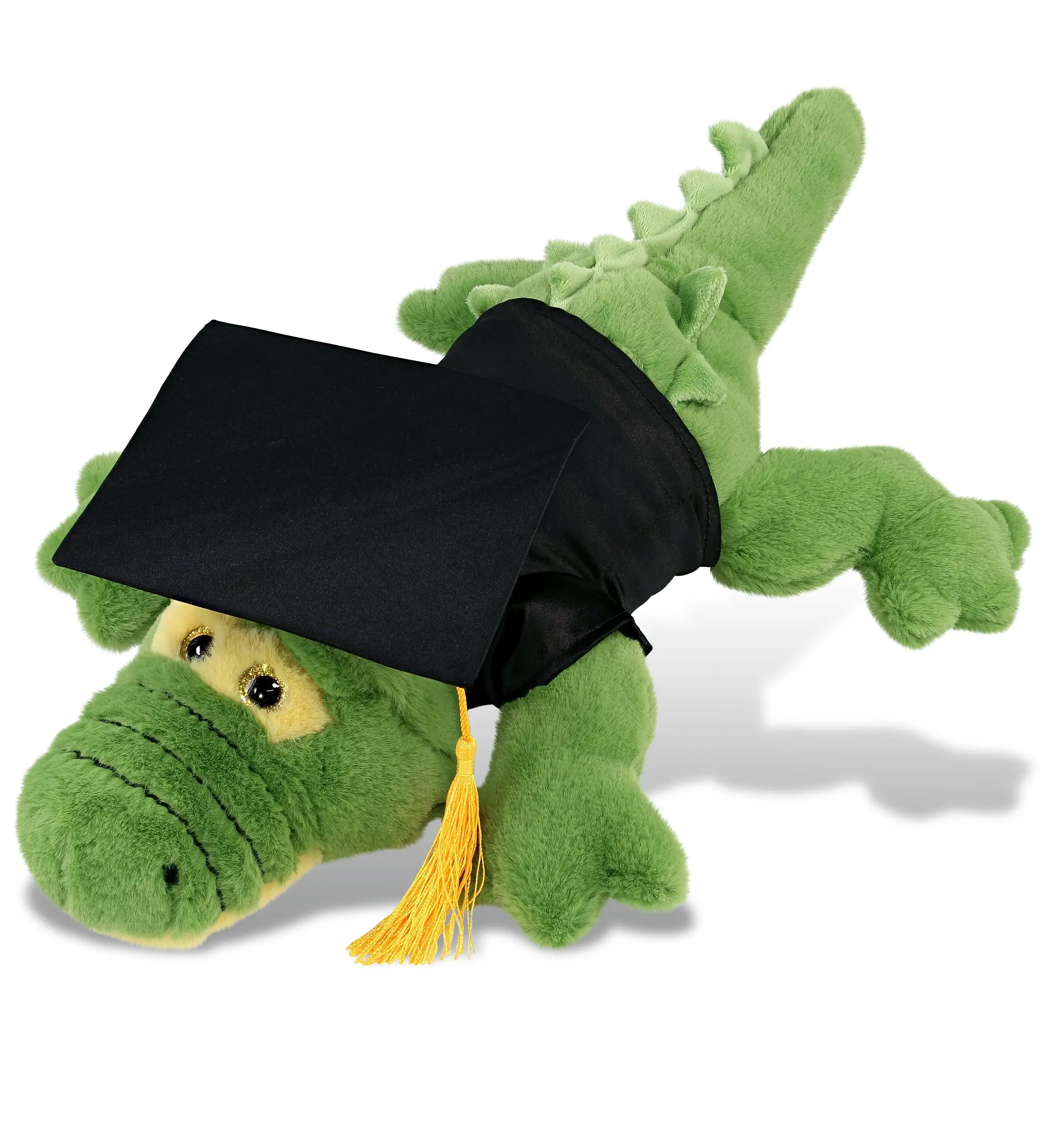 DOLLIBU 17in Super Soft Large Green Alligator Plush Toy - 17l x 10.5w x 3.75h in Cuddly Stuffed Toy, Durable Polyester Material, Removable Hat, Ideal for Graduation Gifting, 1 Super Soft Large Green Alligator Plush Toy, 17 Inches