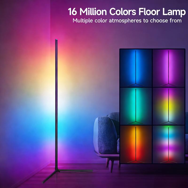 DAYBETTER L-Type RGB-Ic LED Corner Floor Lamp 56 Inch Dimmable Mood Lighting with Adjustable Warm Light, Minimalist Design, 16 Million Colors & App Control for Bedroom & Party, Focused corner/local glow (not full-house lighting)