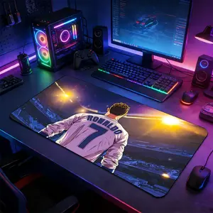 Stadium Football Player Large Extended Gaming Mouse Pad, Non-slip Rubber Base Stitched Lock Edge Desk Mat, Vibrant Sunset Sports Art Design Desk Pad, Durable Computer Accessory for Home Office & Gaming Setup, Perfect Gift for Football Fans & Gamers