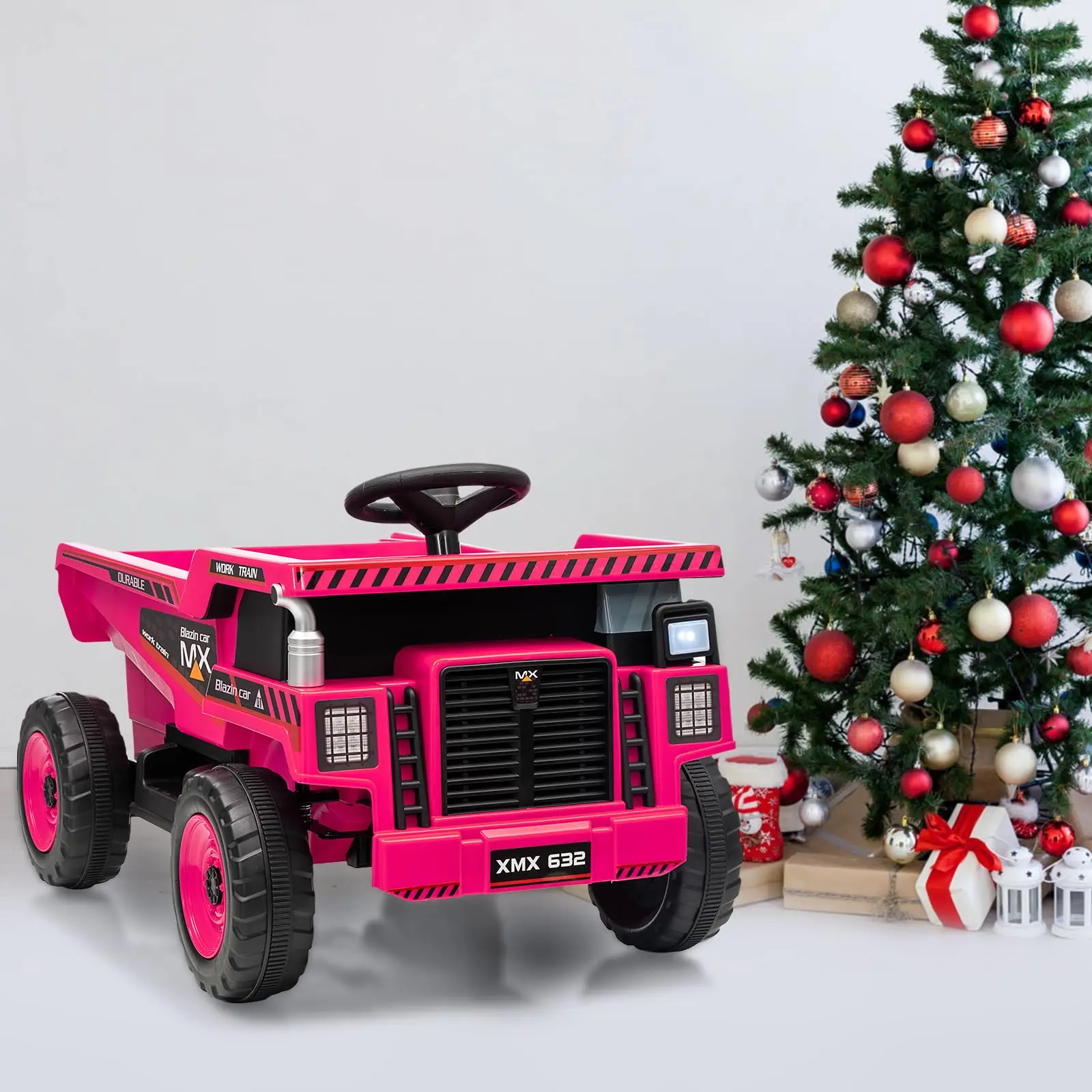 12V Ride on Dump Truck, 2x35w Powerful Motors, Construction Vehicle w/Electric Dump Bed and Extra Shovel, Electric Dump Truck with Remote Control