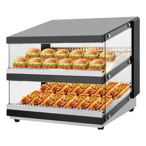 Garvee 24 in Commercial Food Warmer Display Case, Countertop Warmer Display Case, Commercial Food Warmer with Adjustable Shelves, Glass Sliding Doors, 3 Tier Electric Heated Display Cabinet